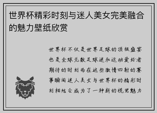 世界杯精彩时刻与迷人美女完美融合的魅力壁纸欣赏
